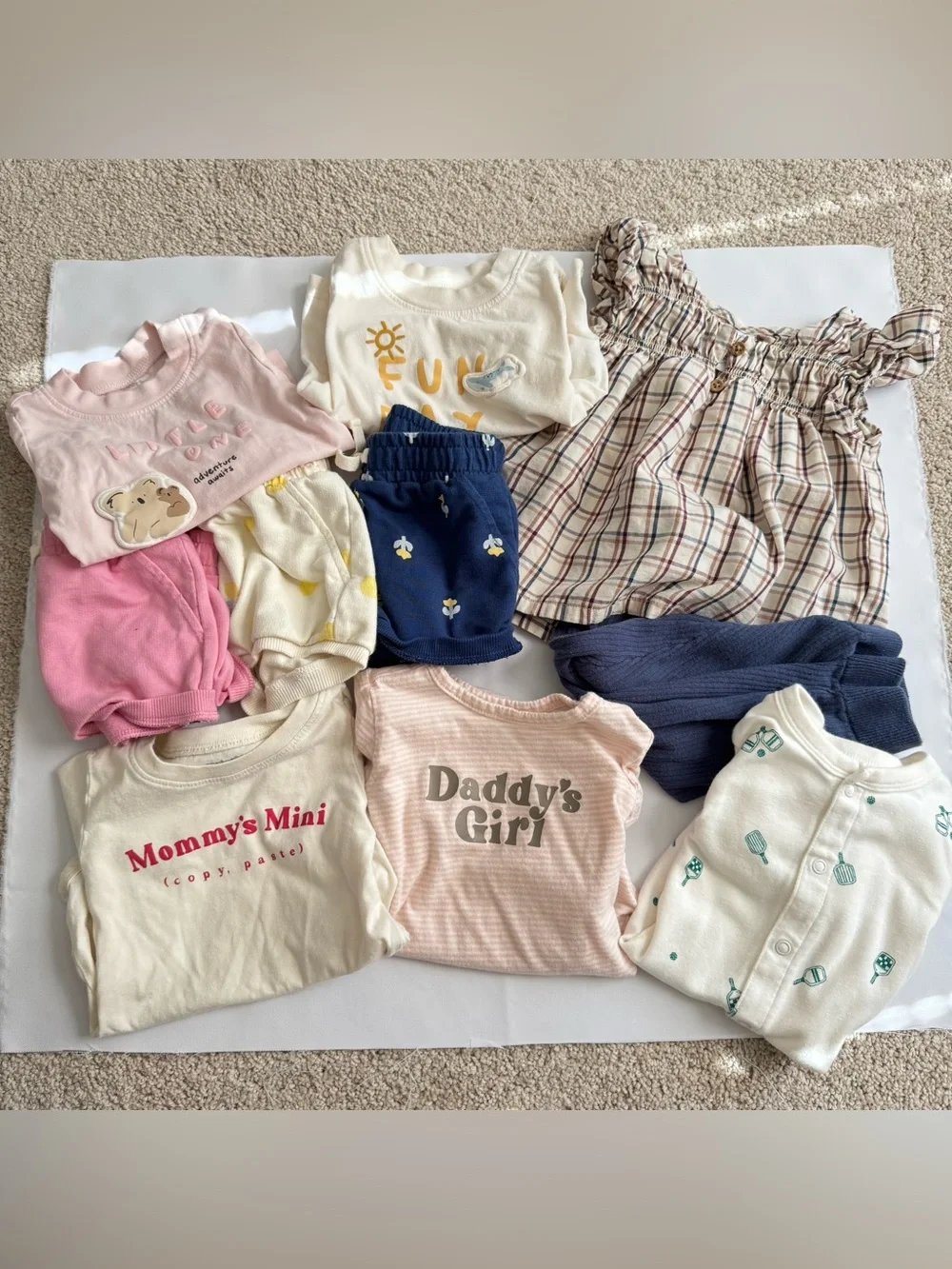 Baby Girl 9-12 months Dress, Onesie, T-shirts, Shorts bundle Carter’s GAP